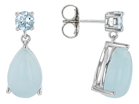 Blue Dreamy Aquamarine Rhodium Over Silver Earrings 0.53ctw