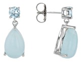 Blue Dreamy Aquamarine Rhodium Over Silver Earrings 0.53ctw