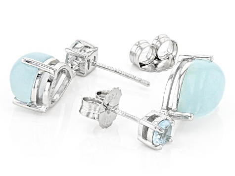 Blue Dreamy Aquamarine Rhodium Over Silver Earrings 0.53ctw
