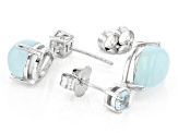 Blue Dreamy Aquamarine Rhodium Over Silver Earrings 0.53ctw