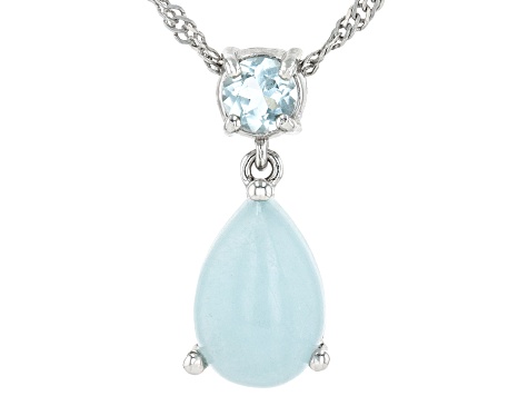 Blue Dreamy Aquamarine Rhodium Over Silver Pendant With Chain 0.26ct