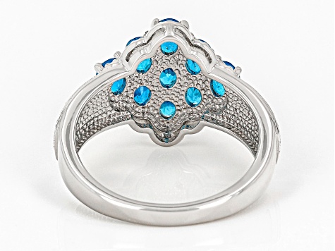 Blue Neon Apatite Rhodium Over Sterling Silver Ring 1.30ctw