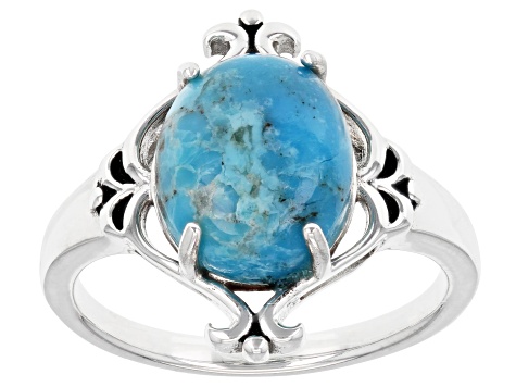 Blue Turquoise Sterling Silver Solitaire Ring