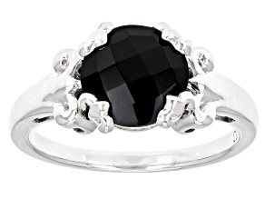 Black Spinel Sterling Silver Solitaire Ring 2.55ct