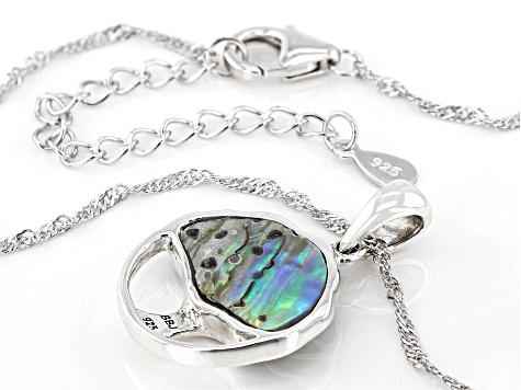 Multicolor Abalone Shell Sterling Silver Tree of Life Pendant With Chain