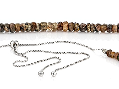 Andalusite Rhodium Over Sterling Silver Bolo Necklace