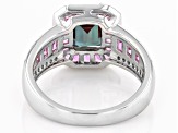 Blue Lab Alexandrite Rhodium Over Sterling Silver Ring 3.61ctw