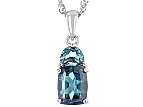 Blue Lab Created Alexandrite Rhodium Over Sterling Silver Pendant With Chain 1.73ctw