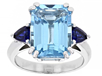 Picture of Sky Blue Topaz Rhodium Over Sterling Silver Ring 8.25ctw