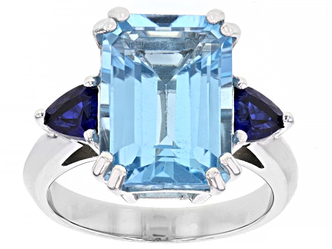 Sky Blue Topaz Rhodium Over Sterling Silver Ring 8.25ctw