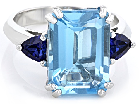 Sky Blue Topaz Rhodium Over Sterling Silver Ring 8.25ctw