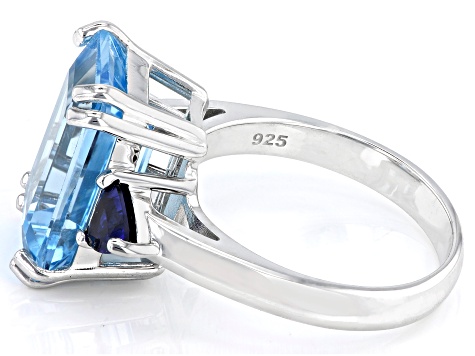 Sky Blue Topaz Rhodium Over Sterling Silver Ring 8.25ctw