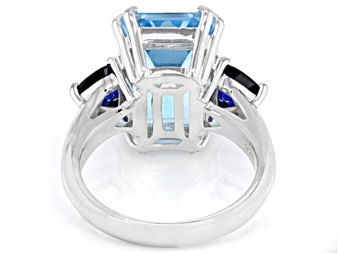Sky Blue Topaz Rhodium Over Sterling Silver Ring 8.25ctw