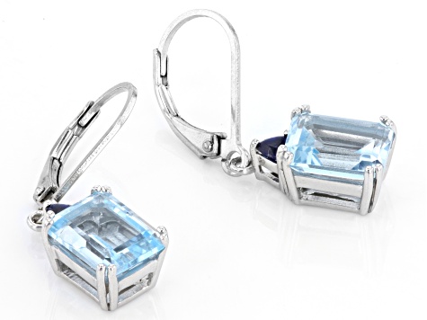 Sky Blue Topaz Rhodium Over Sterling Silver Earrings 5.13ctw