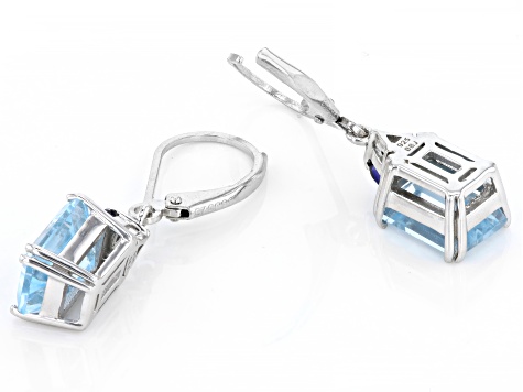 Sky Blue Topaz Rhodium Over Sterling Silver Earrings 5.13ctw