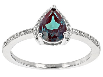 Picture of Blue Lab Created Alexandrite Rhodium Over Silver Ring 1.36ctw