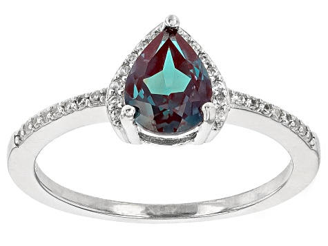 Blue Lab Created Alexandrite Rhodium Over Silver Ring 1.36ctw