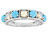 Blue Sleeping Beauty Turquoise Rhodium Over Silver Band Ring 0.50ctw
