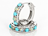 Blue Sleeping Beauty Turquoise Rhodium Over Silver Hoop Earrings