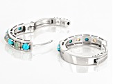 Blue Sleeping Beauty Turquoise Rhodium Over Silver Hoop Earrings