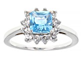 Swiss Blue Topaz Rhodium Over Sterling Silver Ring 1.56ctw