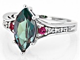Blue Lab Alexandrite Rhodium Over Sterling Silver Ring 1.87ctw
