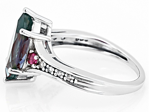 ヘトロジェニティ　Raw Face/Blasted Silver Multi-Tourmaline Rhodium Over Sterling Silver Ring 2.00ctw