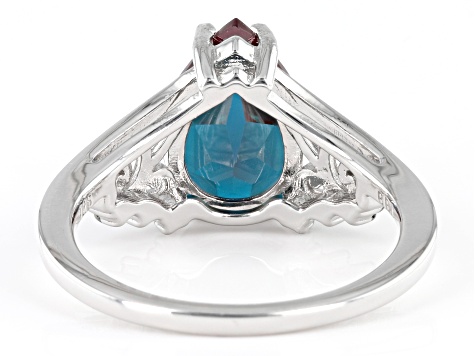 Blue Lab Created Alexandrite Rhodium Over Sterling Silver Ring 3.23ctw