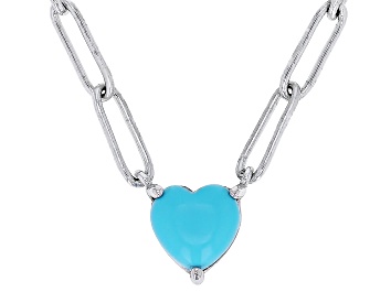 Picture of Blue Sleeping Beauty Turquoise Rhodium Over Sterling Silver Paperclip Necklace