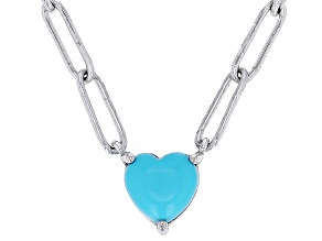 Blue Sleeping Beauty Turquoise Rhodium Over Sterling Silver Paperclip Necklace