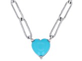 Blue Sleeping Beauty Turquoise Rhodium Over Sterling Silver Paperclip Necklace