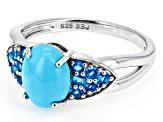 Blue Sleeping Beauty Turquoise Rhodium Over Sterling Silver Ring 0.31ctw