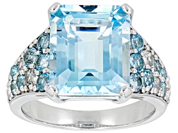 Picture of Sky Blue Topaz Rhodium Over Silver Ring 8.80ctw