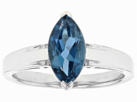 London Blue Topaz Rhodium Over Sterling Silver Solitaire Ring 1.75ct