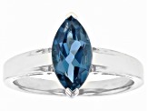 London Blue Topaz Rhodium Over Sterling Silver Solitaire Ring 1.75ct