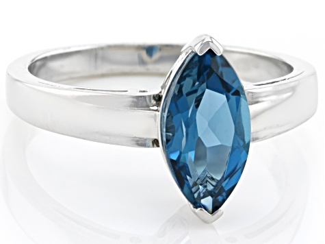 London Blue Topaz Rhodium Over Sterling Silver Solitaire Ring 1.75ct