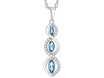Picture of London Blue Topaz Rhodium Over Silver Pendant With Chain 0.59ctw