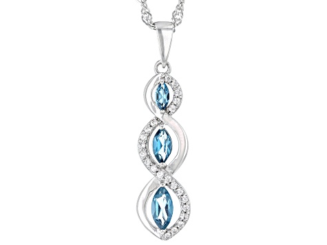 London Blue Topaz Rhodium Over Silver Pendant With Chain 0.59ctw