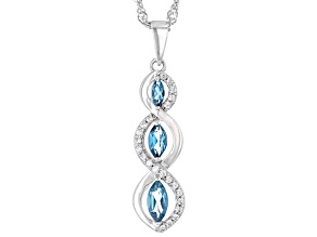 London Blue Topaz Rhodium Over Silver Pendant With Chain 0.59ctw