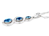 London Blue Topaz Rhodium Over Silver Pendant With Chain 0.59ctw