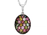 Multi-Tourmaline Rhodium Over Sterling Silver Pendant With Chain 1.67ctw