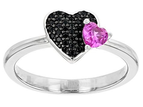 Black Spinel Rhodium Over Sterling Silver Ring 0.39ctw