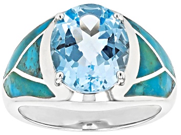 Picture of Sky Blue Topaz Rhodium Over Sterling Silver Ring 6.20ct