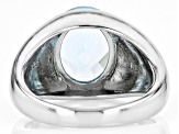 Sky Blue Topaz Rhodium Over Sterling Silver Ring 6.20ct