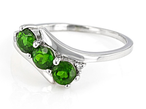 Green Chrome Diopside Rhodium Over Silver Ring 0.72ctw