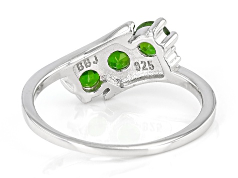 Green Chrome Diopside Rhodium Over Silver Ring 0.72ctw