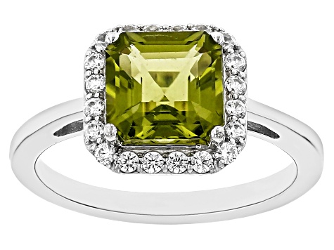 Green Peridot Rhodium Over Sterling Silver Ring 2.33ctw