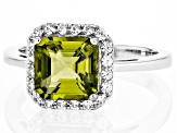 Green Peridot Rhodium Over Sterling Silver Ring 2.33ctw