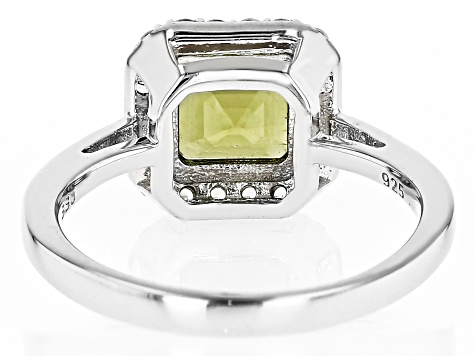 Green Peridot Rhodium Over Sterling Silver Ring 2.33ctw
