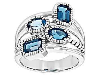 Picture of London Blue Topaz Rhodium Over Silver Stackable Ring 2.06ctw